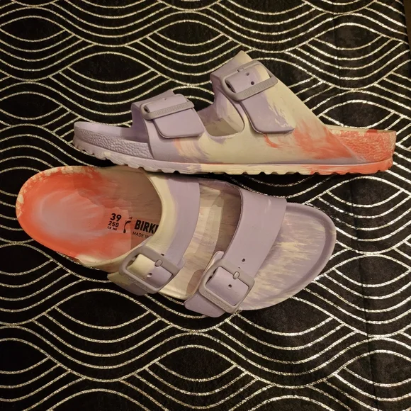 Birkenstock Arizona Eva Lavender and Coral Sandals - Picture 2 of 2